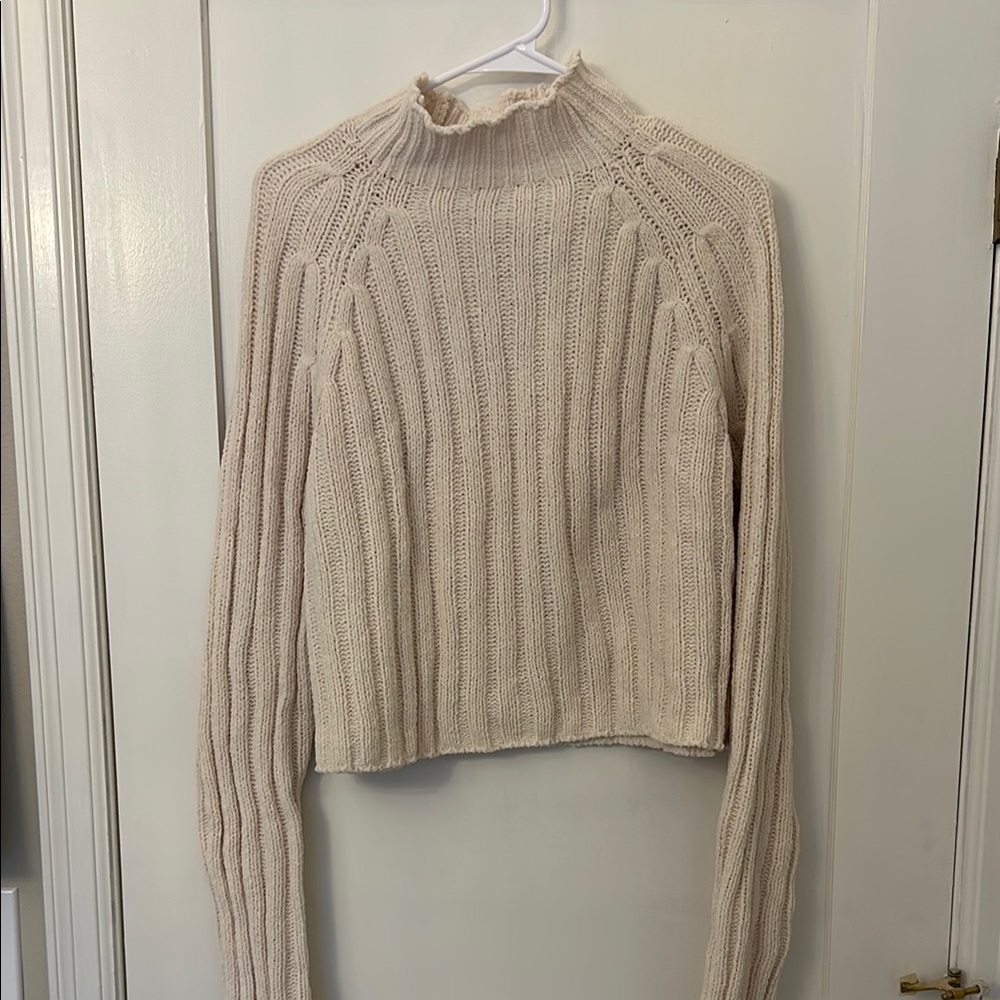 Cozy white winter sweater cable knit